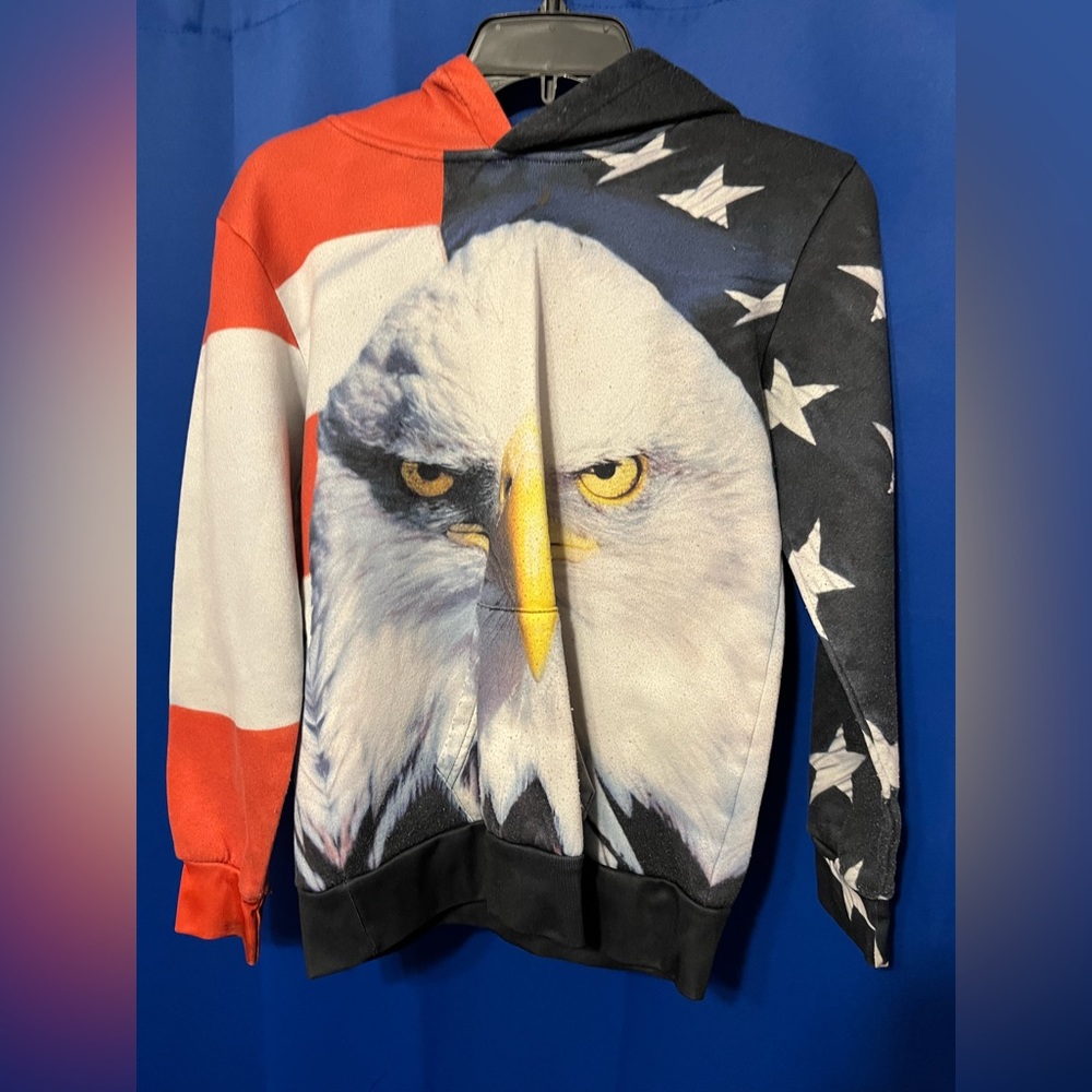 American flag and eagle kids sweater size 2xl